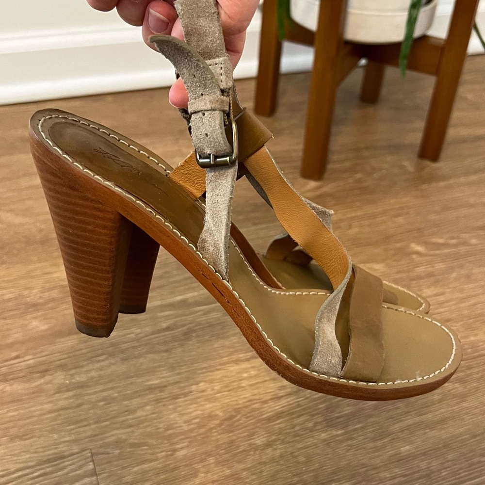 RARE L.L. Bean Signature Strappy Suede Heels - Tan